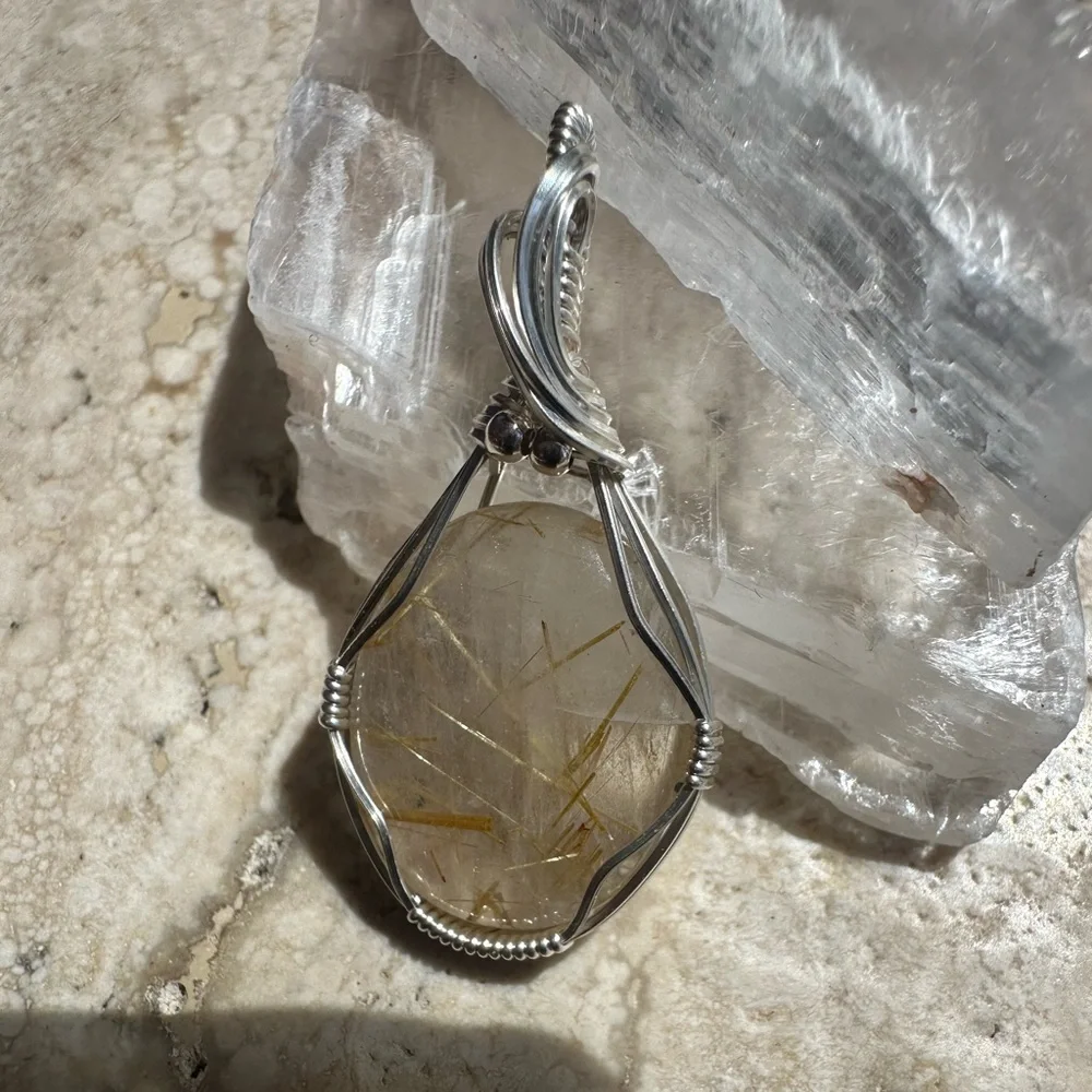 Sterling Silver Rutilated Quartz Necklace Pendant